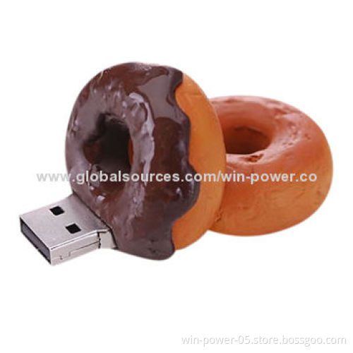 Doughnut USB Flash Drives, Made of Silicone/PVC, Customized Colors Welcomed/Beautiful for Decoration
